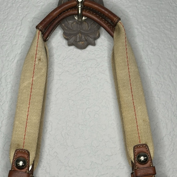 Coach Tote Handbag Hampton Champagne & Red Nylon with Leather Unused - Picture 2 of 16